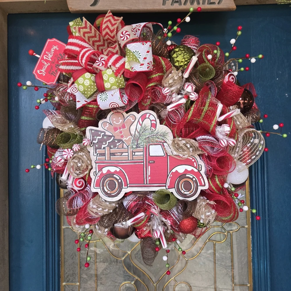 Little Red Truck Christmas Wreath